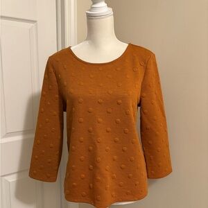 W5 Anthropologie Rust Colored Textured Top 3/4 sleeve